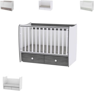 Lorelli 'MATRIX NEW' Babybett mit Schubladen dunkelgrau 60x120 cm