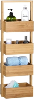 Casaria Badregal mit 4 Ablagen, Bambus natur, 16 x 28 x 88 cm