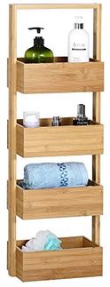 Casaria Badregal mit 4 Ablagen, Bambus natur, 16 x 28 x 88 cm