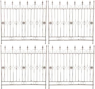 4er Set Gartenzäune Mangold antik braun