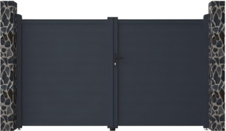 Vente-unique - Gartentor Flügeltor Doppeltor - 305 x 181 cm - voll - voll - Aluminium - Anthrazit - NAZARIO