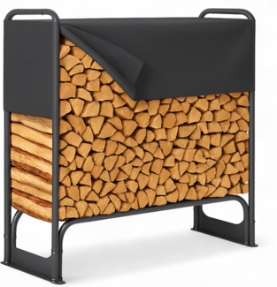 Kaminholzregal Metall 132 x 36 x 117 cm Brennholzregal 200 kg mit Abdeckung