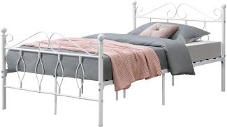 Metallbett Abolda 120x200 cm Doppelbett bis 300kg Weiß en. casa