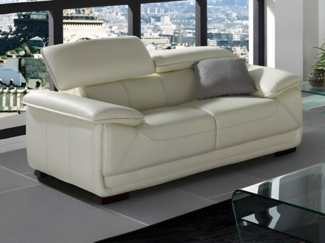 Vente-unique - Ledersofa 2-Sitzer - Elfenbein - MACELO