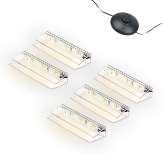 kalb LED Glaskantenbeleuchtung LED Glaskantenbeleuchtung Clip Set 3000K/5000K Transparent Plug & Play, 5er Set warmweiß