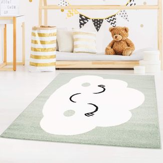 carpet city Kinderteppich Bubble Kids Flachflor mit Wolken-Motiv in Mint-Grün für Kinderzimmer; Größe: 160x225 cm