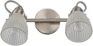 Lindby Wandleuchte Kara, Glas Alu IP44, 2 x 8 W LED