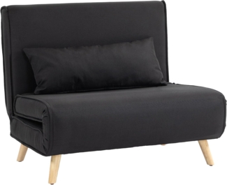 HOMCOM Sessel Schlafsofa mit Bettfunktion, Zierkissen (Schlafsessel, 1-St, Klappsessel), für Wohnzimmer, Schwarz