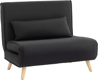 HOMCOM Sessel Schlafsofa mit Bettfunktion, Zierkissen (Schlafsessel, 1-St, Klappsessel), für Wohnzimmer, Schwarz