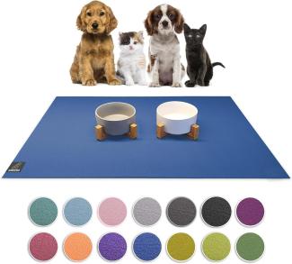 SanoZoo® Napfunterlage - Öko-TEX - Made in Germany - rutschfeste Futtermatte für Hunde & Katzen 80x80cm Blau, wasserfest