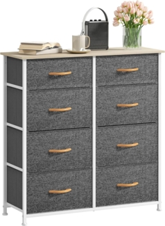 DWVO Kommode mit 8 Schubladen, langlebiger Stoff, Robustes Metallgestell, modern und funktional, ideal für Schlafzimmer, Wohnzimmer, Flur, Kinderzimmer, Grau