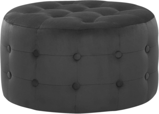 Beliani 'TAMPA' Pouf, Samtstoff Schwarz, 55 x 55 x 30 cm