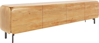 Lowboard Shavani 220 cm Akazie Natur 4 Türen Fuß Oval Metall Schwarz