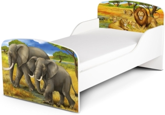 Leomark Kinderbett 70x140 cm, Afrika, mit Matratze und Lattenrost