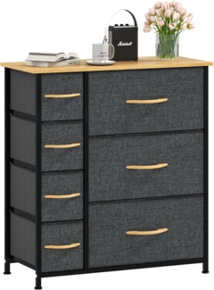 DWVO Kommode mit 7 Schubladen, Schrank aus Stoff mit Griffen, Metallgestell & MDF-Holzplatte, langlebig, für Schlafzimmer & Wohnzimmer,dunkelgrau