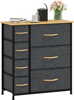 DWVO Kommode mit 7 Schubladen, Schrank aus Stoff mit Griffen, Metallgestell & MDF-Holzplatte, langlebig, für Schlafzimmer & Wohnzimmer,dunkelgrau
