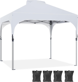 YITAHOME 3X3Meter Wasserdichter Pavillon Faltpavillon mit Seitenteilen, Faltbarer Pop up Pavillon Höhenverstellbar Gartenpavillon Anti-UV für Partys, Camping, Märkte und Festival, Weiß