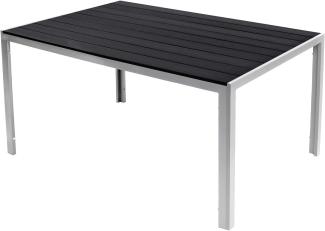 Alu Nonwood Gartentisch Esstisch Outdoortisch Silber/Schwarz 180x90cm