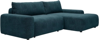 Vente-unique - Ecksofa mit Schlaffunktion - Ecke rechts - Strukturstoff - Blau - DAVISO