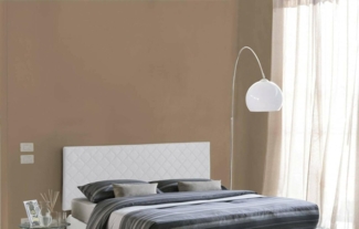 Talamo Italia - Cleopatra-Doppelbett, wandmontiertes Kopfteil aus Öko-Leder, 100 % Made in Italy, geeignet für ein Doppelbett, 170x60 cm, Weiß