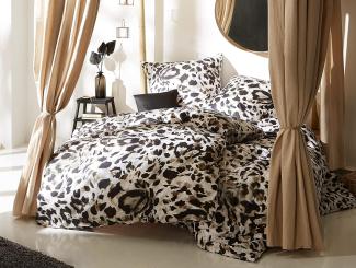 Mako Satin Bettwäsche Leopard weiß 140x200 + 70x90