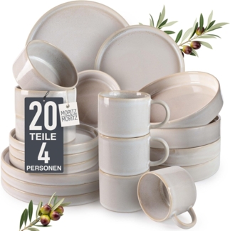 Moritz & Moritz Kombiservice CASTELLO Geschirrset 20 tlg. (20-tlg), 4 Personen, Steinzeug, Kombigeschirr für 4 Personen