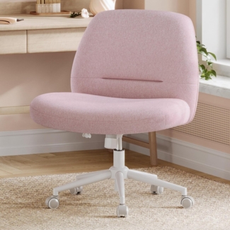 Songmics HOME Bürostuhl, Schreibtischstuhl, Drehstuhl, breite Sitzfläche zum Sitzen im Schneidersitz, modern, mit Kreuzfuß/Fußkreuz, höhenverstellbar, Wippfunktion, für Büro, Homeofficee, pastellrosa OBGDE047R01