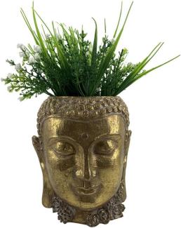 Blumentopf DKD Home Decor Golden Buddha Harz 19,5 x 20,8 x 23,5 cm 2 Stück