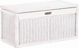 Krines Home Wäschetruhe Korb mit Deckel Rattan geflochten Regalkorb Schrankkorb Aufbewahrung, 68 cm Breit, mit Klappdeckel