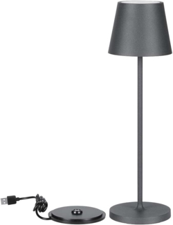 V-TAC Dimmbare LED-Tischlampe Kabellos mit Touch-Bedienung Wiederaufladbar Grau Lampe für den Innen und Draußen - Außenbereich IP54 - Hause Restaurant - 4400-mAh-Akku - Warmweiß 3000K - 2W, (VT-7522)