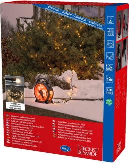 LED Lichterkette mit Kabelaufroller - 600 warmweiße LED - L: 41,9m - Außen - Trafo - schwarz/rot