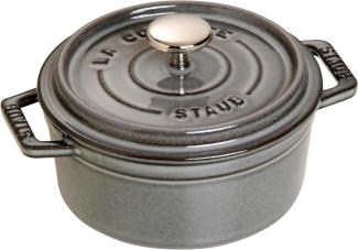 STAUB Gusseisen Mini Cocotte, Rund 12 cm, 0,25 L, Aromaregen Funktion, Für alle Herdarten geeignet, Graphitgrau