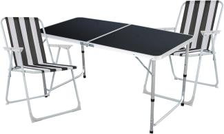 3-teiliges Campingmöbel Set Outdoor Campingstuhl Tisch Aluminium