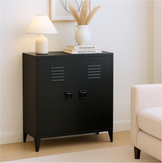 Industrial Wohnen 2-türiger Spindschrank Büroschrank Stahl 80x40x90cm schwarz