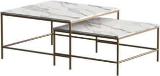Vicco Couchtisch-Set Weiß/Gold 80 x 80 cm 2 Teile, Ramio