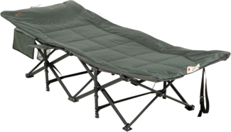 Outsunny Feldbett Campingbett mit Tasche, Becherhalter (Campingliege, 1-St, Klappbett) für Schwimmbad, Balkon, bis 120 kg, Grau, 68 x 186 x 48 cm