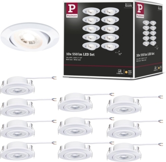 Paulmann 99995 LED Einbauleuchten 10er-Set schwenkbar 3-Step-Dim 3000K Weiß