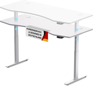 Schreibtisch Höhenverstellbar Elektrisch Mit Memory Funktion Ergonomischer Stehtisch Mit Teleskop Tischgestell 180x80 cm Oder 150x78 cm (Weiß-Weiß, 180x80 cm)