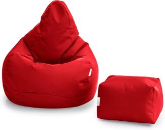 Loft 25 Gaming Sitzsack Outdoor | Gaming Sessel für den Innenbereich des Wohnzimmers im Freien | Wasserbeständig | Ergonomisches Design zur Körperunterstützung | Langlebig (Rot, Sitzsack Set)