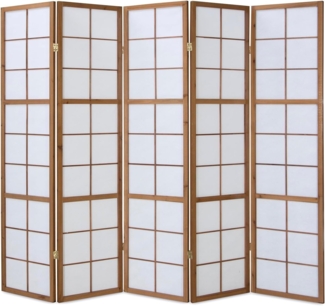 5fach Holz Paravent Raumteiler Shoji Wand braun