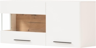 Hängevitrine Lavell in weiß matt und Eiche 120 cm