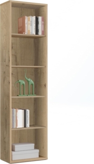 Muebles Pitarch | Bücherregal für Büro oder Arbeitszimmer mit 4 Regalen, Wohnzimmer-Bücherregal, Gold Eiche, 196,5 x 51,5 x 33 cm (Höhe x Breite x Tiefe), einfach, elegant und robust