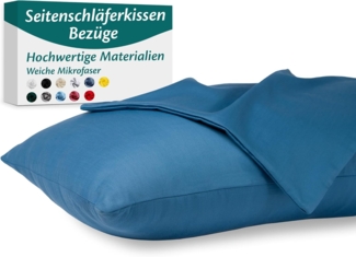 Seitenschläferkissen Bezug 40x145 Mikrofaser Premium 2er Set Kissenbezug Deko für Kissen Bett/Sofa Stoff Weicher Resistent Hypoallergen Anti-Milben Kopfkissenbezug Verdecktem Zip Voll Waschbar