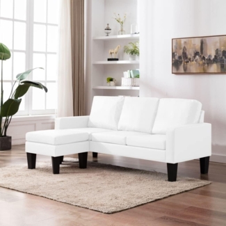 vidaXL 3-Sitzer-Sofa mit Hocker Weiß Kunstleder 288768