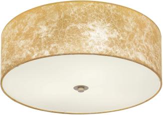 Eglo 97642 Deckenleuchte VISERBELLA Stahl champagner, Textil gold E27 3X25W Ø47cm H:19,5cm dimmbar