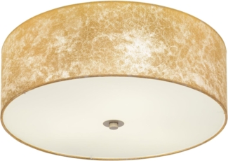 Eglo 97642 Deckenleuchte VISERBELLA Stahl champagner, Textil gold E27 3X25W Ø47cm H:19,5cm dimmbar