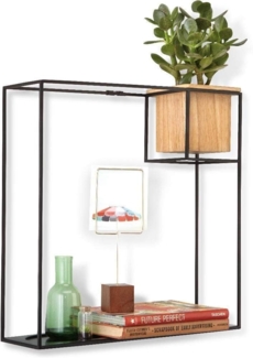 Umbra Wall Display Cubist Regal, Bücherregal, Bücherhalter, Bücherstütze, Buch stütze, Buchhalter, mit Übertopf, Metall / Holz, Buche / Schwarz, 470754427