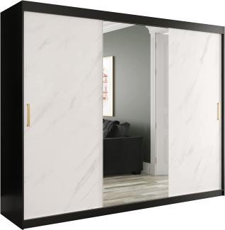 Kleiderschrank Kamoga T1 250 (Schwarz / Marmor Weiß + Gold, ohne Schubladen)