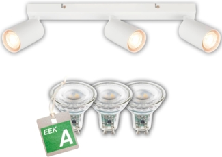 B.K.Licht LED Deckenspot BKL1632, LED wechselbar, 2700K - Extra-Warmweiß, Deckenleuchte 44 cm Weiß je 2W, je 450lm GU10 Wohnzimmer Schlafzimmer