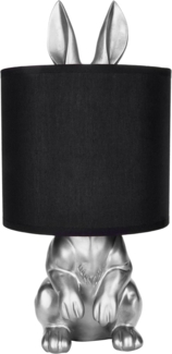 BRUBAKER Nachttischlampe Tischleuchte Hase Gold oder Silber - Tischlampe mit Lampenschirm, ohne Leuchtmittel, Motiv Lampe mit Keramikfuß, Höhe 42 cm